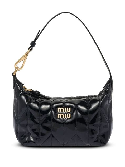 miu miu logo plaque quilted shoulder bag